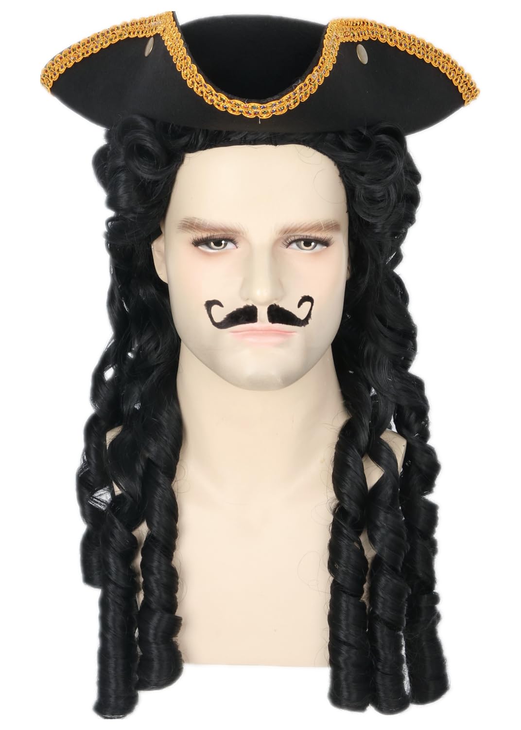 

Topcosplay Пиратский косплей Длинный пиратский костюм с париком для косплея и включает сетку для парика, парик, бороду, сценический, Хэллоуин, вечеринки, мероприятия, (Маленький