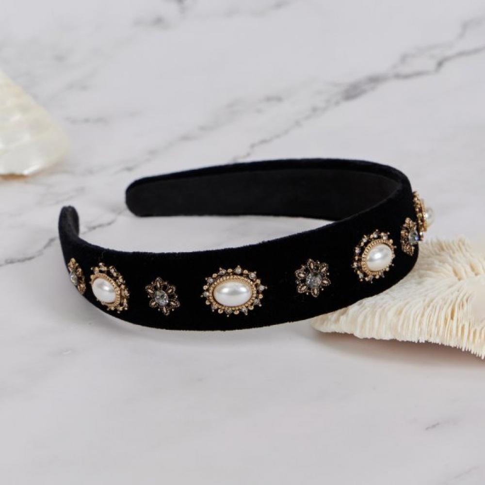 Maia Velvet Antique Pearl Hairband Maiahb153