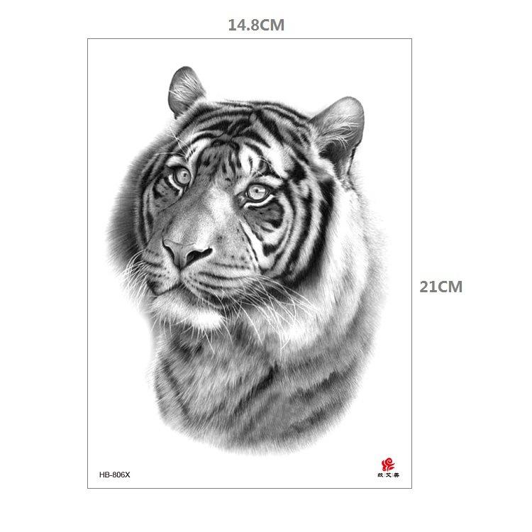 Clown Mouth Flower Body English Color Lion Tiger Half Arm Animal Pattern Water Transfer Simulation Tattoo Sticker