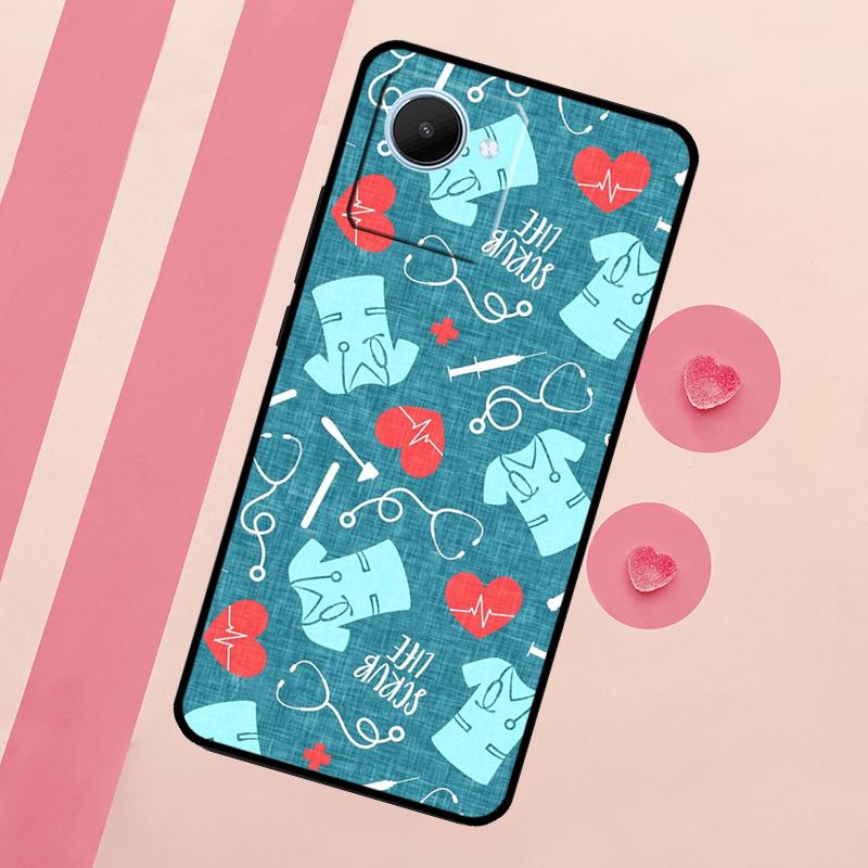 Nurse Medical Health Heart For Realme C67 C75 C63 C61 C71 C55 C51 C65 C53 10 11 12 13 14 15 Pro Plus GT6 GT7 Pro Case