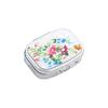 Metal Pill Box with Mirror Reusable Compact Portable Classified Store Pills Flower Print Oblong Shape Large Capacity Pill Organizer for Travel
