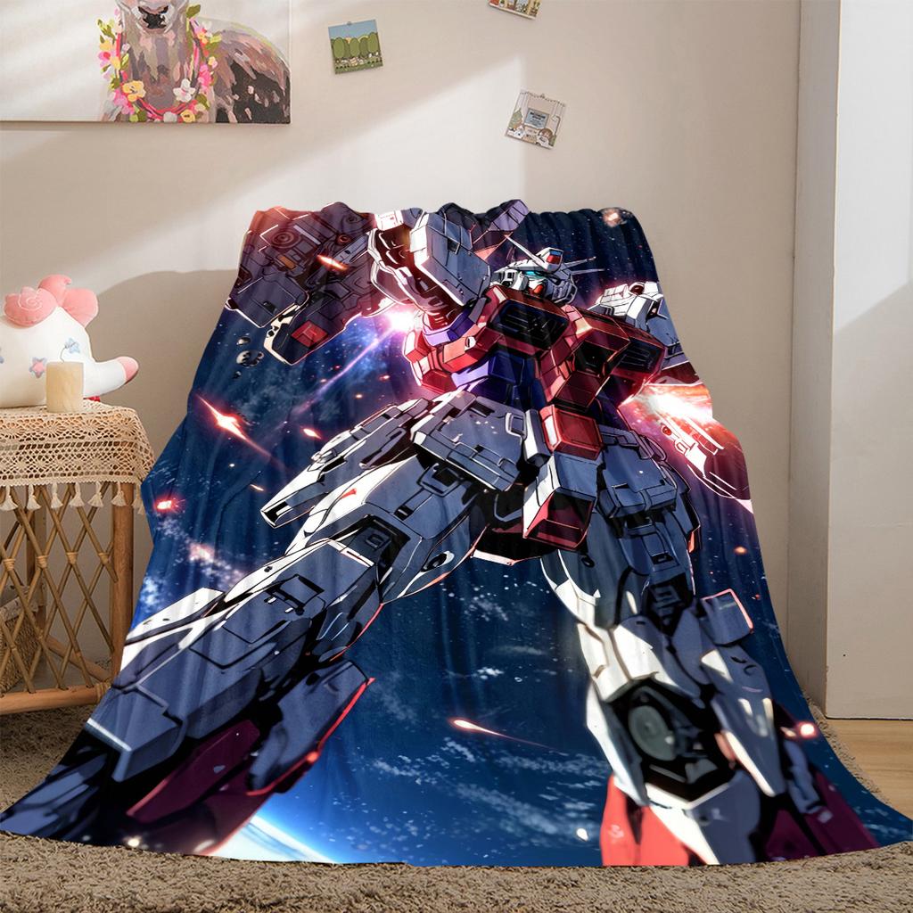 Mobile Suit Gundam Luxury Flannel Lightweight Blanket Home Decor Sofa Bed Travel Cover LXR107