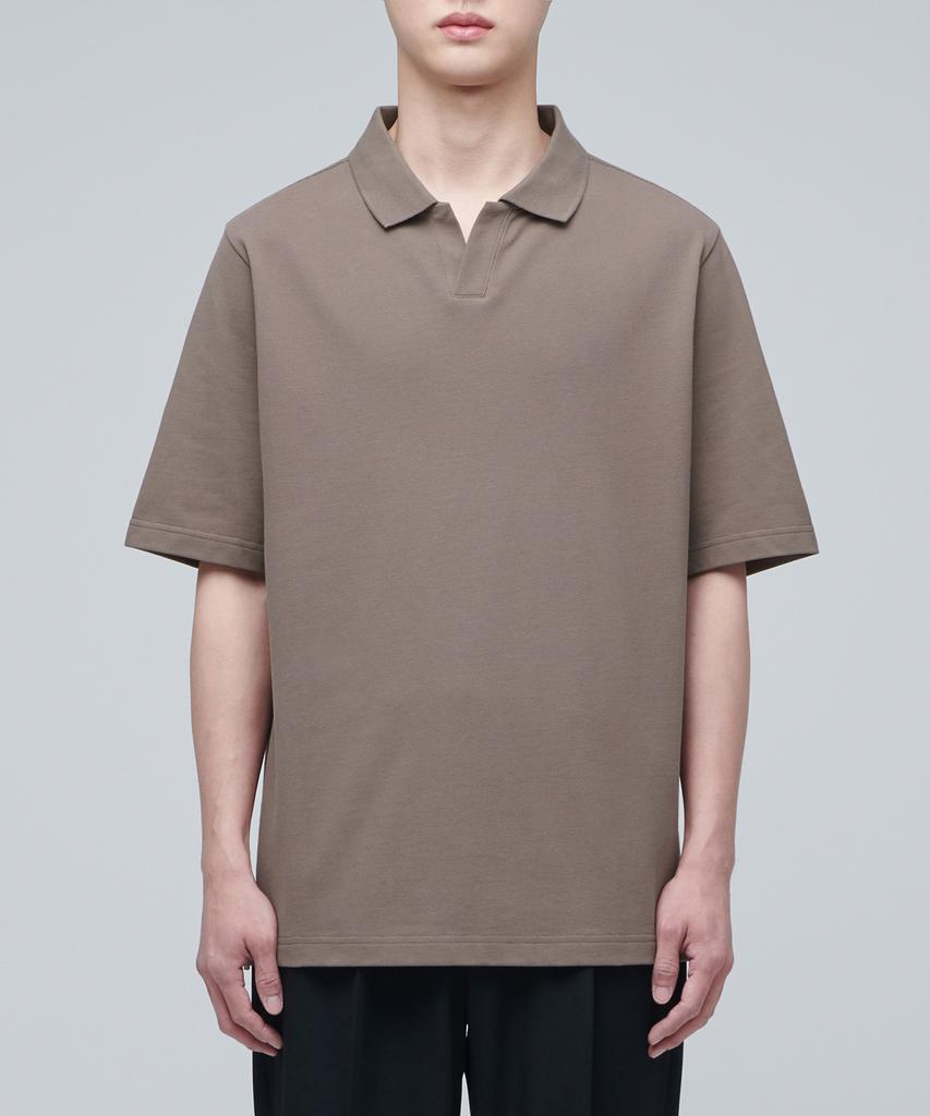 Musinsa Standard Slit Neck Pique Polo Shirt [Mocha]