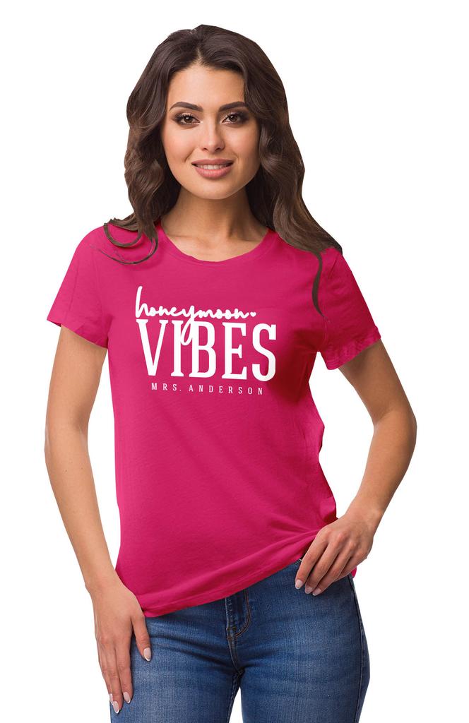 Inkdotpot Personalized Womens Tshirt Top Honeymoon Vibes Mrs Wedding  Announcement