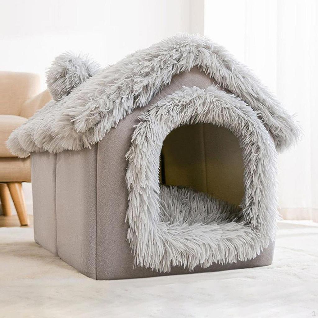 Cat Beds Pet Dog House with Removable Cushion Comfortable Indoor Enclosed Tent Hut Detachable