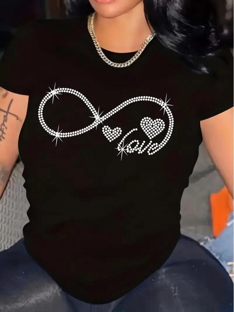 Valentinstag Herz Rundhals Damen Kurzarm Oberteil - Kostenloser Versand