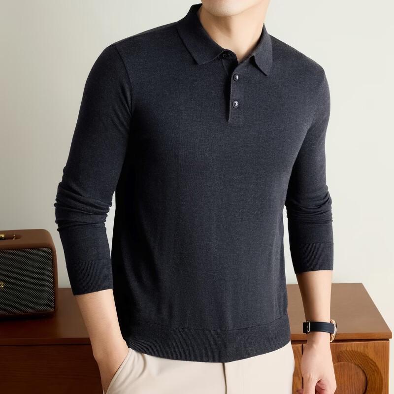 Men's Thin Wool Blend Pullover Polo Shirt