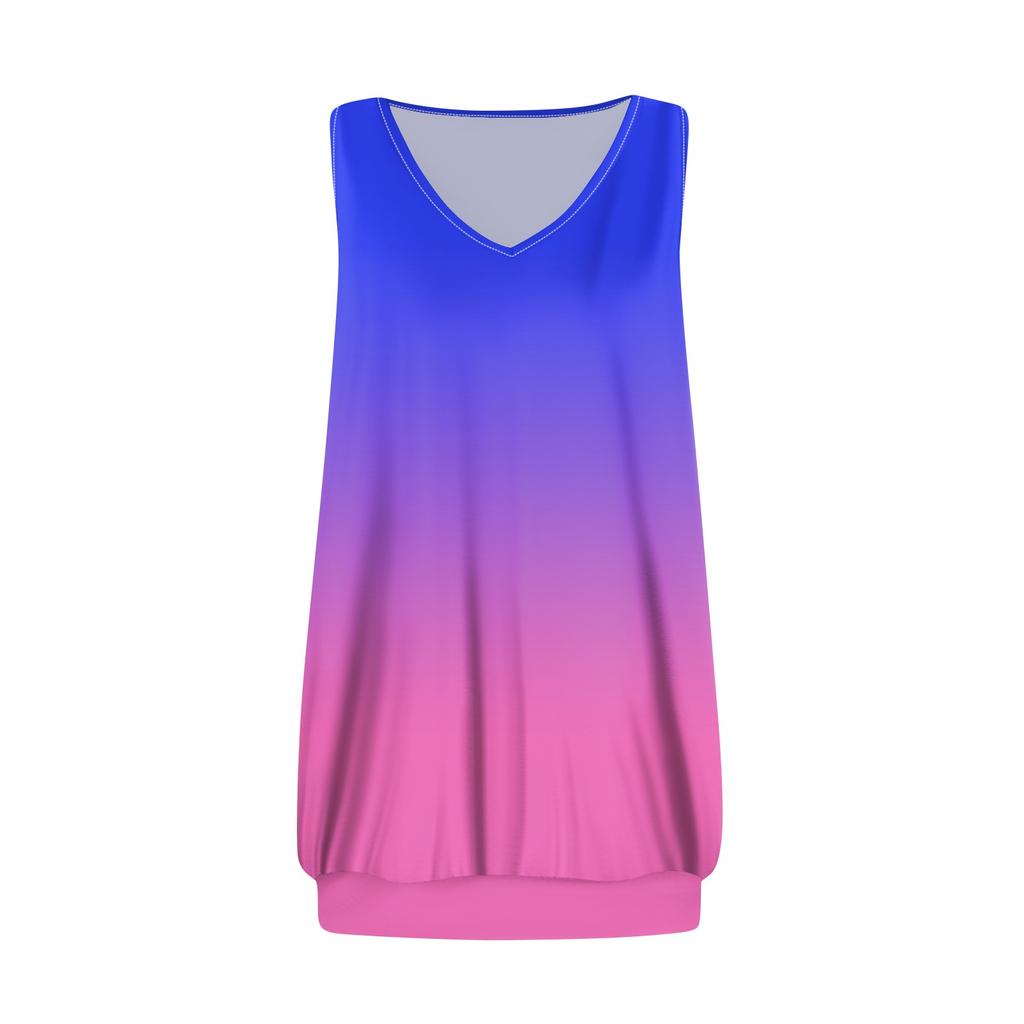 Tank Topy Damskie Luźne Bez Rękawów Dekolt w Serek Retro Nadruk T-shirt Damskie Casualowe Letnie Bluzki