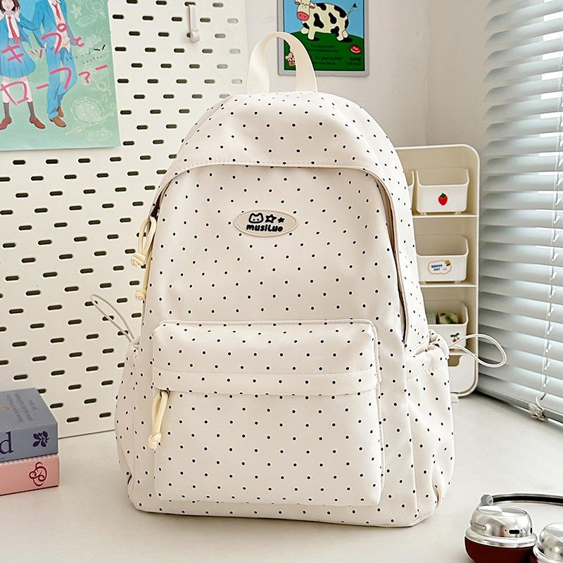 Schoolbag Women's New High-value Japanese Ins Fresh Candy Color Polka Dot Backpack Junior High School Students Lightweight Backpack