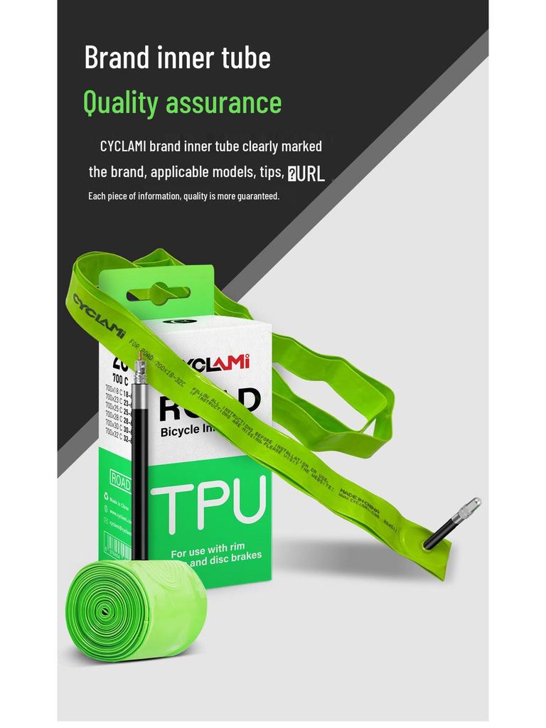 CYCLAMI Ultralight TPU Inner Tube with Free Tire Patches and Levers - 30g, Presta Valve, Puncture Proof Road Bike Tire.