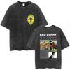 Hip Hop Rapper Bad Bunny Album Cover Print T-shirt Debi Tirar Mas Fotos DTMF Washed Vintage T Shirt Men Women Oversized T-shirts