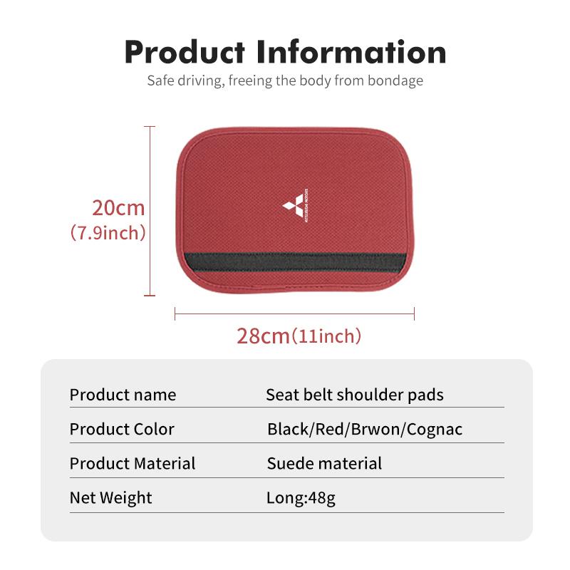 For Mitsubishi 1/2PCS Car Seat Belt Shoulder Cover Suede Shoulder Protector Pad Accessories Outlander Lancer Cross Colt Xpander