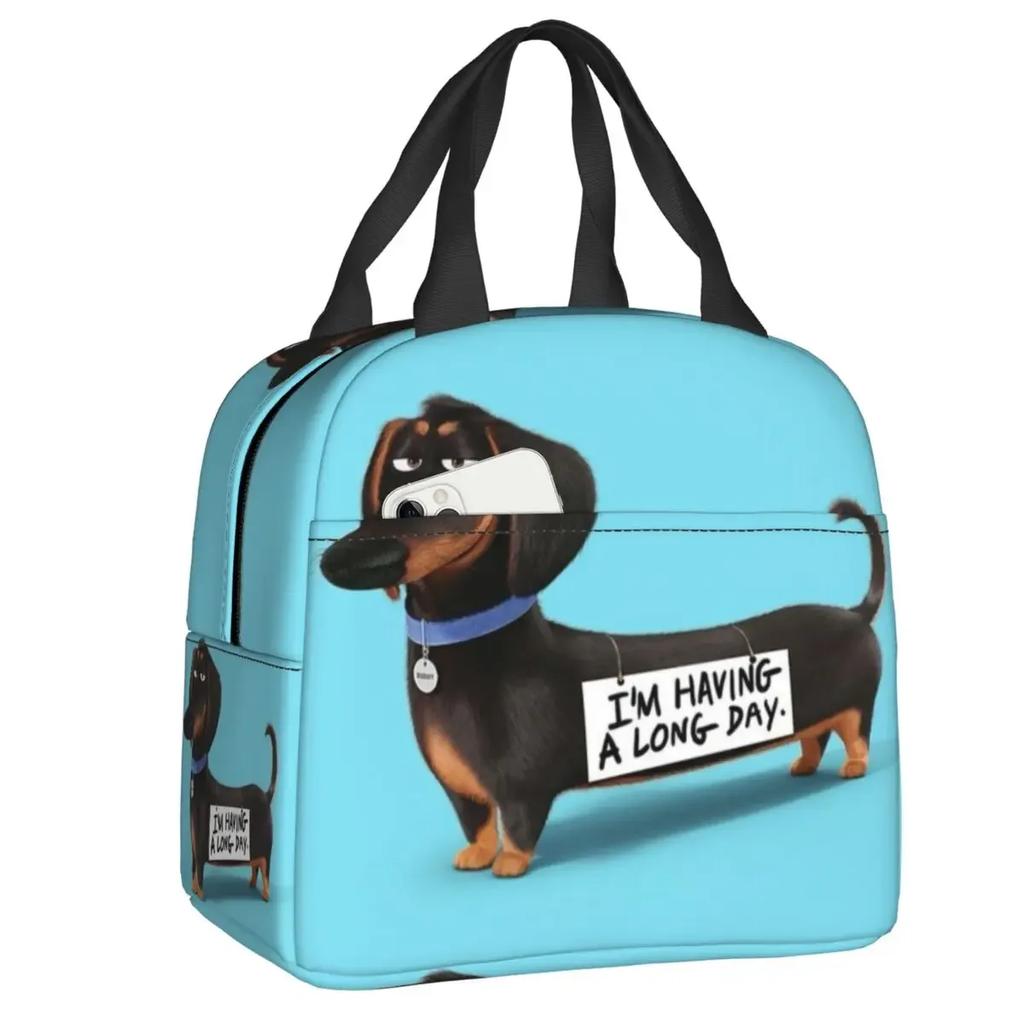 Custom Dachshund Sausage Dog In Florals Lunch Bag Women Cooler Warm Insulated Lunch Boxes for Adult Office