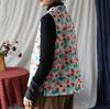 Johnature Gilet da donna vintage con bottoni cappotti con stampa floreale e vestiti in cotone Gilet da donna in stile cinese primaverile