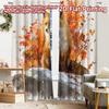 2pcs, 2D FLAT PRINTING Curtains (Without Rod) Autumn Fox(4) Minimalist Holiday Curtains Versatile Polyester Curtains Art Deco