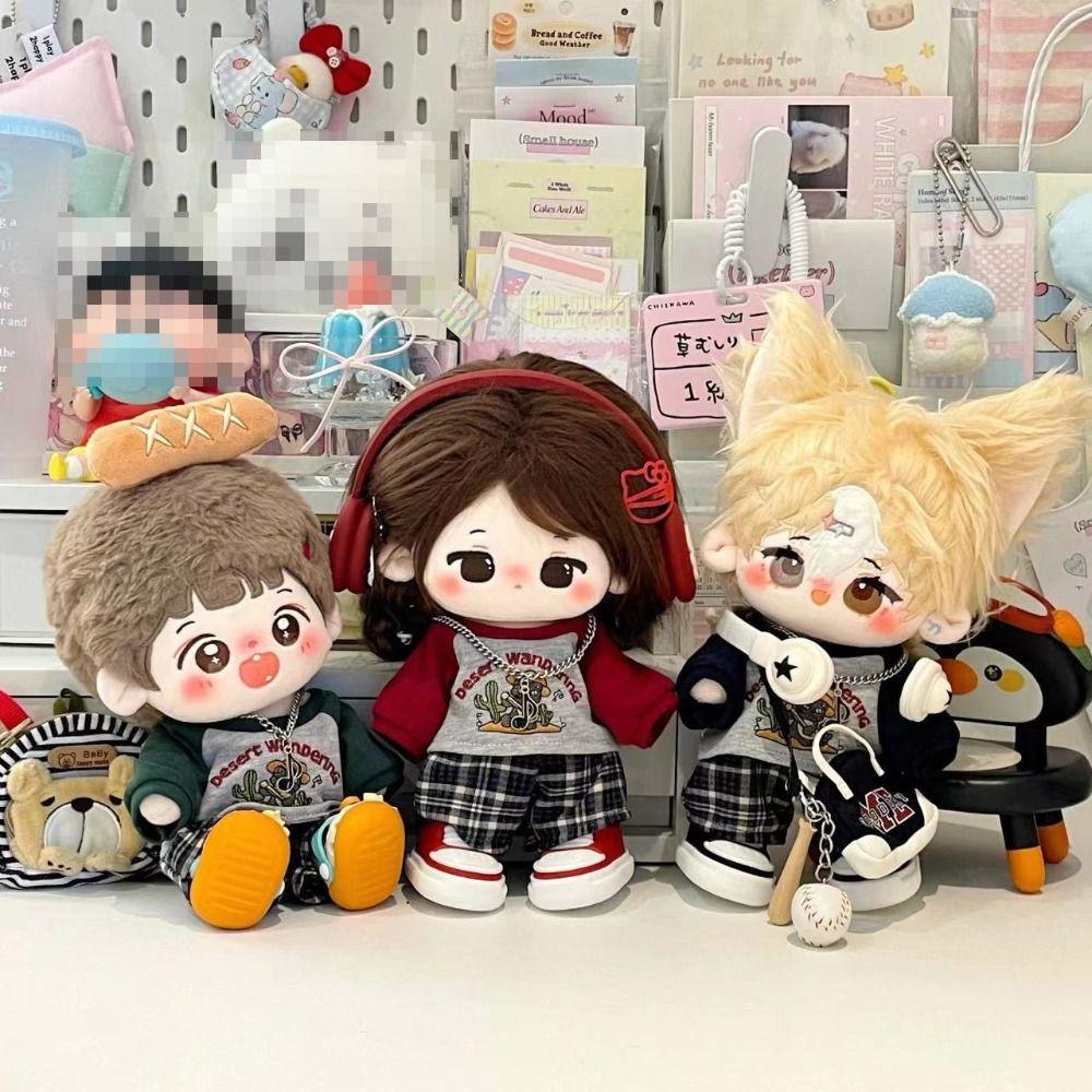 Doll Suit Costume Change Game 20CM Cotton Doll Clothes Lovely with Necklace Doll Suit Dress Up DIY T-shirt Shorts Set Kids Toys