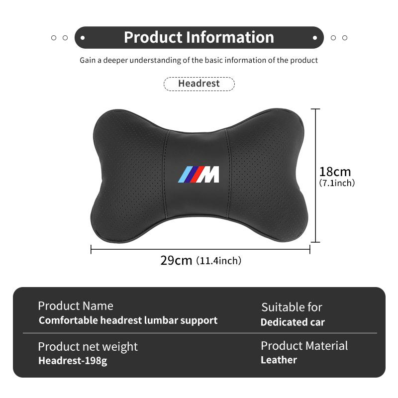 Leather Car Seat Headrest Neck Pillow Lumbar Support Mat For BMW E30 E34 E36 E39 E46 E52 E53 E60 E61 E62 E70 E71 E83
