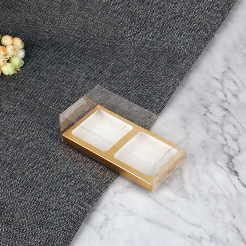 

WTEMPO 2-cavity Transparent Mini Presents Display Storage Boxes Portable Gift Boxes with Handle Ropes Pastry Packaging Boxes 10pcs