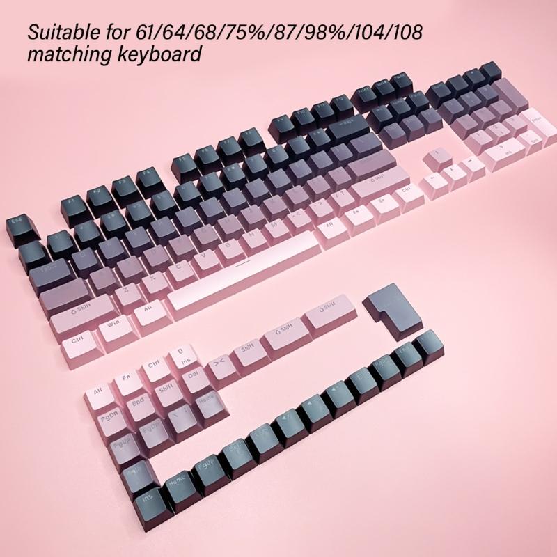 Ergonomic OEM Profile PBT Keycap Set, Front Printed Double Shot Keycap with Shine Through for Mechanical Keyboards