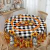 Autumn Harvest Tablecloth, Black And White Plaid And Pumpkin Sunflower Warm Matching Tablecloth