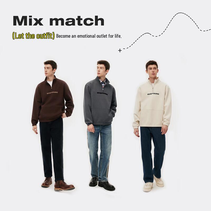NVG·YOUNG Unisex Fleece Lined Half-Zip Pullover Sweatshirt