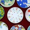 Waza no Kura Stylish Kutani ware small plates with auspicious small serving Japanese - Yōraku (decorative garland) pattern, ceramic, plates,