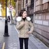 New big fur collar short slim and thin cotton-padded coat women's removable hat student jacket cotton-padded jacket