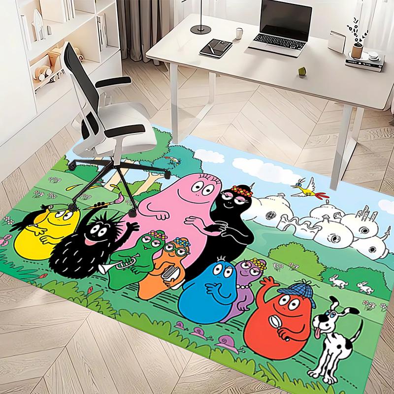 1pc Barbapapa Print Area Rug - Soft, Washable Non-Slip Indoor Mat, Living Room, Home Office Decorative Rug,Office Decorative