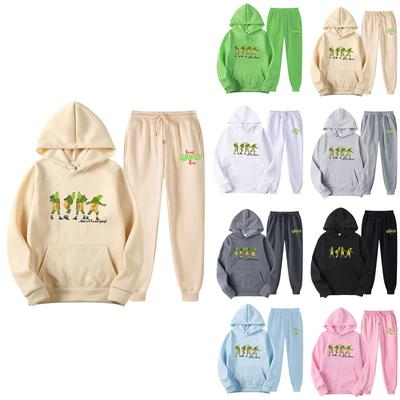 Women's Hooded Sports Tracksuit Unisex Two-Piece Running Outfits Long Sleeve Pullover Hoodies Sweatshirt+Sweatpants Set