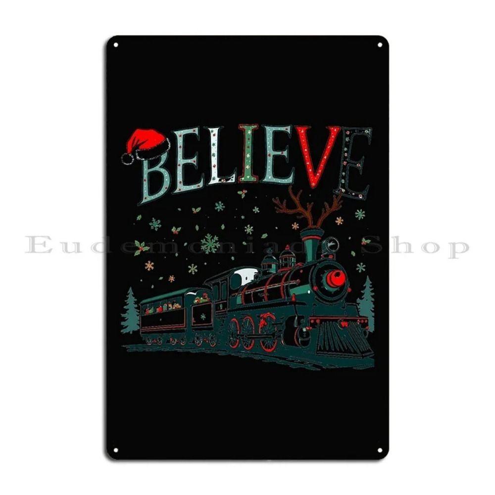 Vintage Christmas Metal Tin Sign Home Festive Wall Decor