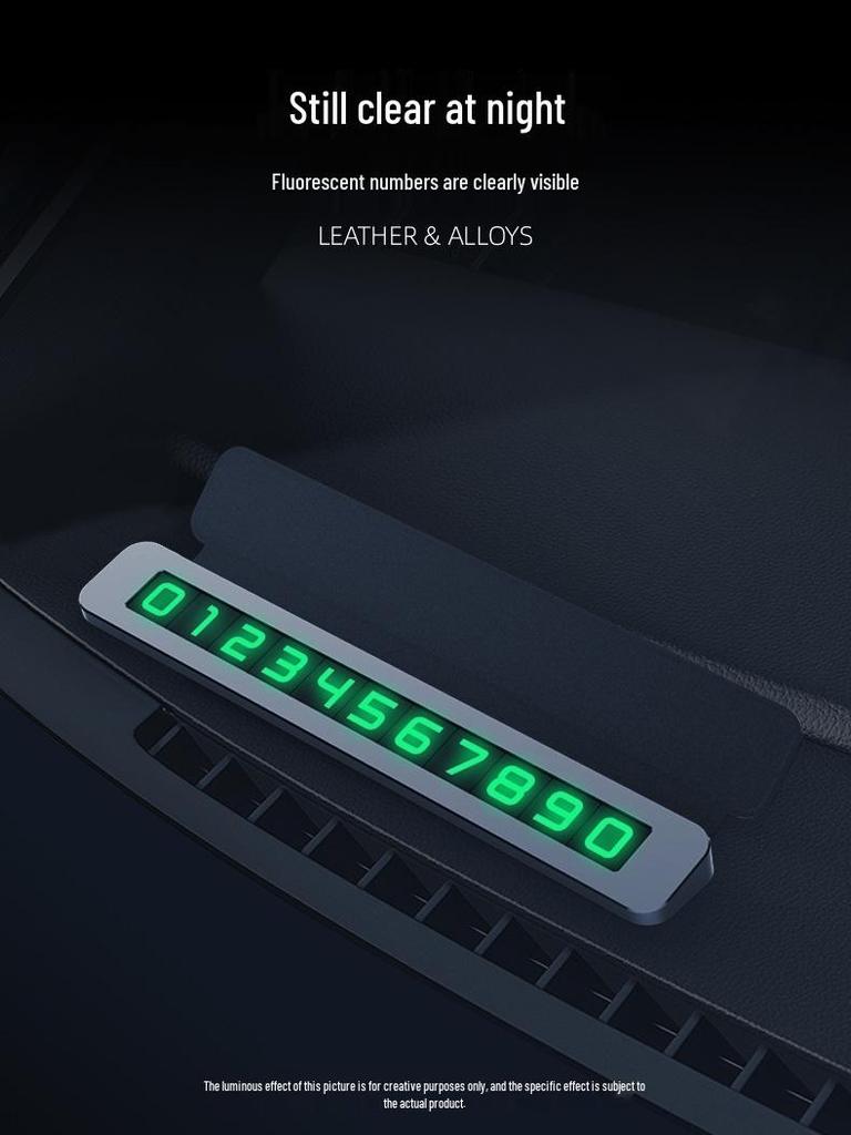 Premium Leather and Alloy Car Temporary Parking Sign with Concealable Phone Number Plate