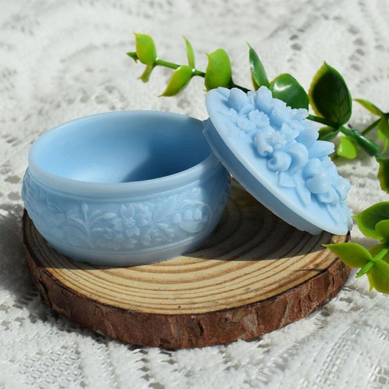 Crystal Resin Silicone Molds with Lid Birthday Rose Decorative Storage Box Mold X3UC