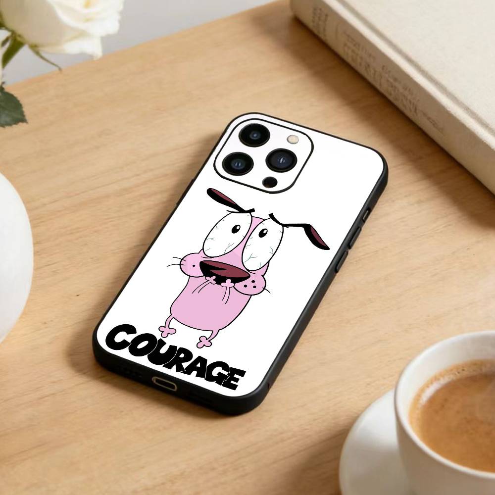 

Courages Cowardly Dog Phone Case For iPhone 16,15,14,13,12,17,Pro Max,Plus Silicone Black Case iPhone16