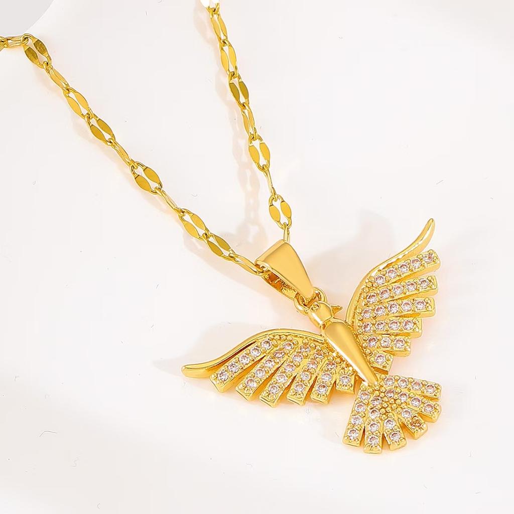 Phoenixflügel leichter Luxus Bankett Hochzeitskette weiblich Internet-Berühmtheit wildes Schlüsselbeinkettchen Kupfer eingelegter Zirkon wilder Adler Anhänger