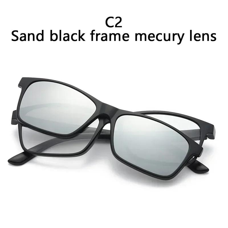 6 In1 Square Myopia Sunglasses Men Women Polarized Magnetic Clip Glasses PC Optical Prescription Eyeglass Frame -0.5 ~ -10 0