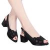 Mesh Sandals Women's High Heeled Fish Beak Sandals Hollowed Out Soft Soles and Thick Heels Work Shoes Summer