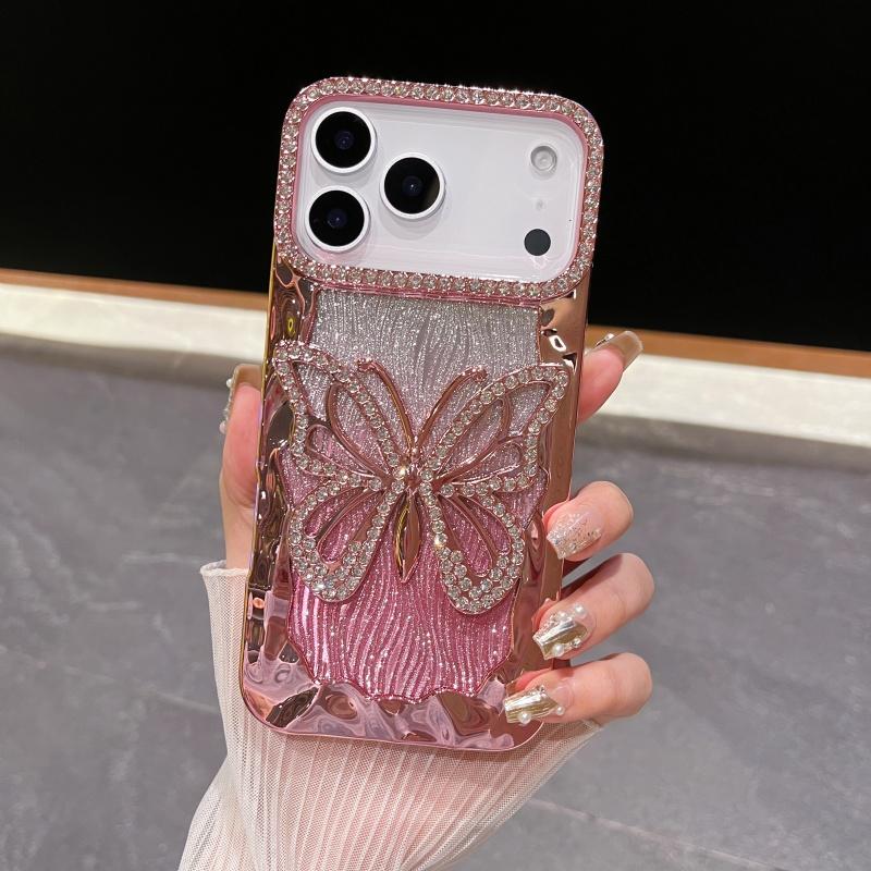 3D Bling Glitter Butterfly Gradient Diamond Phone Case For For Iphone 17 Air 16 1 14 13 12 11 Pro Max Plus Plating Shockproof Cover