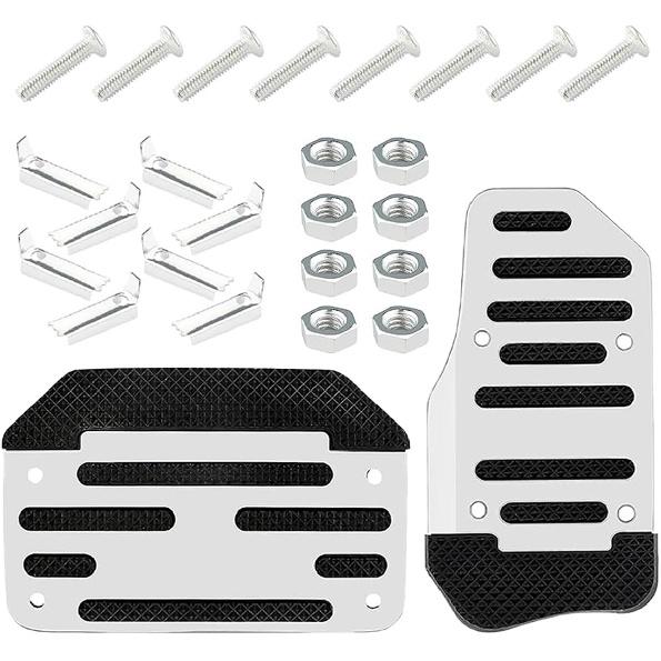 2PCS Non-Slip Car Pedal Covers, Automatic Transmission Gas Pedal Pads Kit, Aluminum Alloy Brake Pedals Set For Car Safety, Universal Replacement