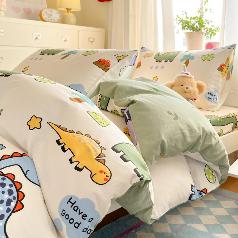 Class A 100% Pure Cotton Student Dormitory 3-Pcs Set Maternal And Infant Grade Cotton Skin-Friendly Small Floral Bed Sheet Quilt Set4-Pcs Set