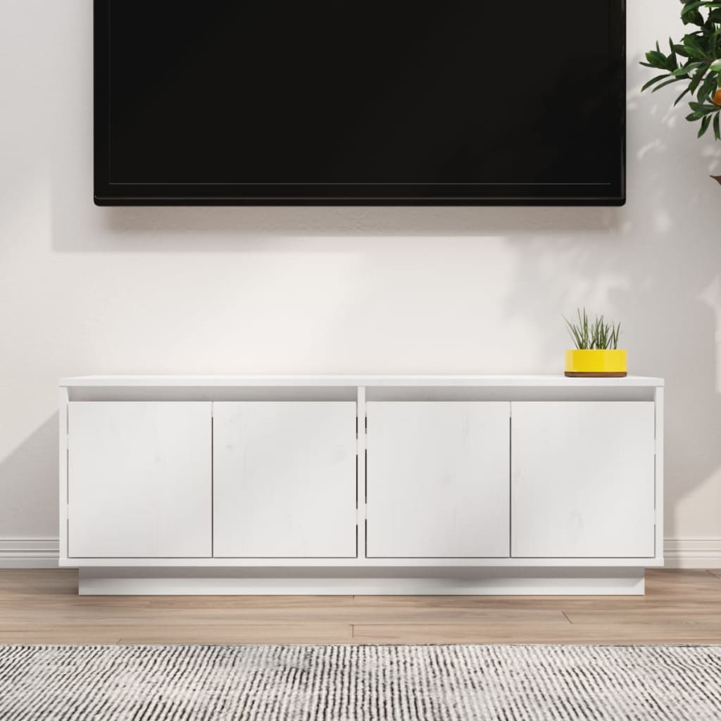 TV Cabinet White 110 x 34 x 40 cm Solid Pine Wood