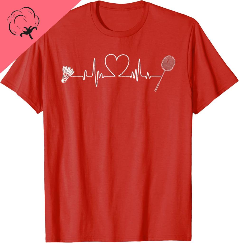 Badminton Heartbeat Funny Badminton T-Shirt Breathable and Comfortable Cotton Casual Personalized Clothing  Camisas Streetwear