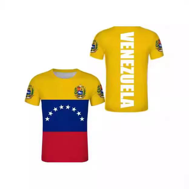 Venezuelan flag and emblem 3D printed T-shirt for women and men, high-quality clothing