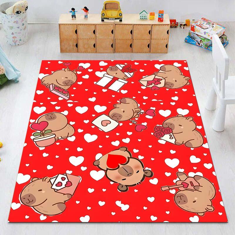 New Cute Capybara Cartoon Print Rug Carpets for Bedroom Living Room Sofa Mat Door Mat Dressing Room Rugs for Gifts