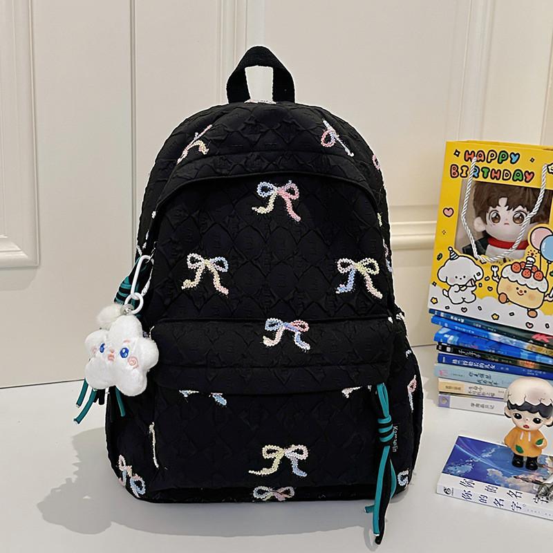 Bowknot Backpack Print With Comfortable Shoulder Straps For School Outings And