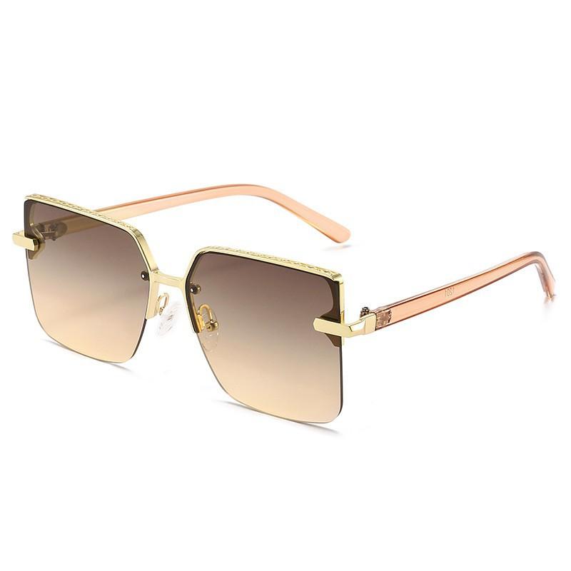New metal polygon large frame sunglasses European and American style retro sunglasses women's high-end half-frame sunglasses