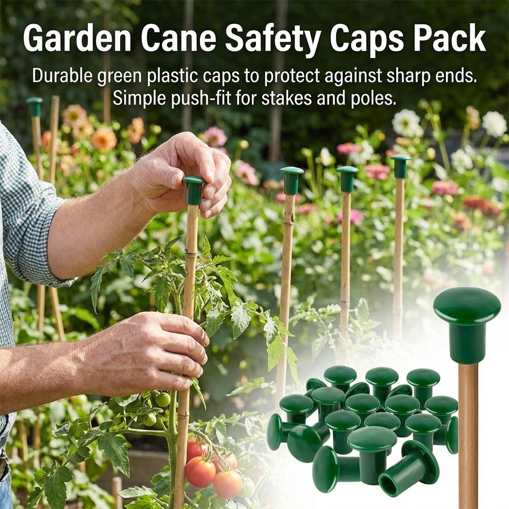 Garden Plant Support Sticks With Safety Caps For Vine And Bamboo Fixing Safe Edge-Protection