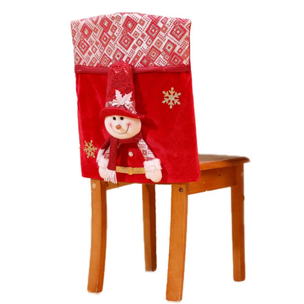 Soft Christmas Chair Cover Cartoon Chair Back Decor Xmas Dinner Chair Seat Cover  Restaurant