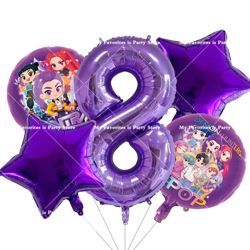 Kpop Demon Hunters Children Birthday Party Decoration Ball Number Digit 1-10 Balloon Set Baby Shower Supplies Gift Toy s Round Sensory Compression