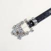 Women's Glittering Crystal PU Leather Belt for Trousers and Dresses Western Cowgirl Punk Styles Waiststrap for Daily