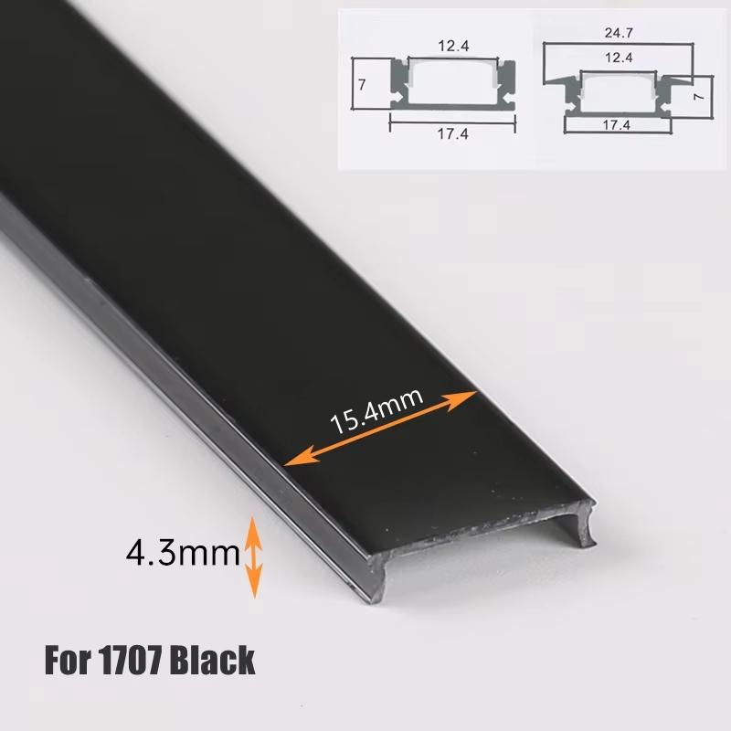 0.5M LED Aluminum Profile Diffuser Milky White Black PC Cover for U/V/W/Y-shape Channel Hard Bar Strip Light Replace Lampshade